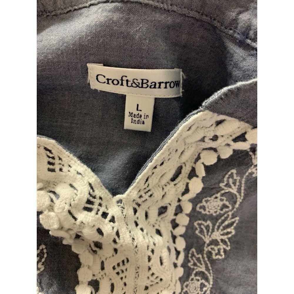 Croft Barrow Large Popover Blouse Lace Details - Picture 8 of 9